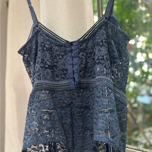 Elegant Lace Bodysuit in Navy Blue